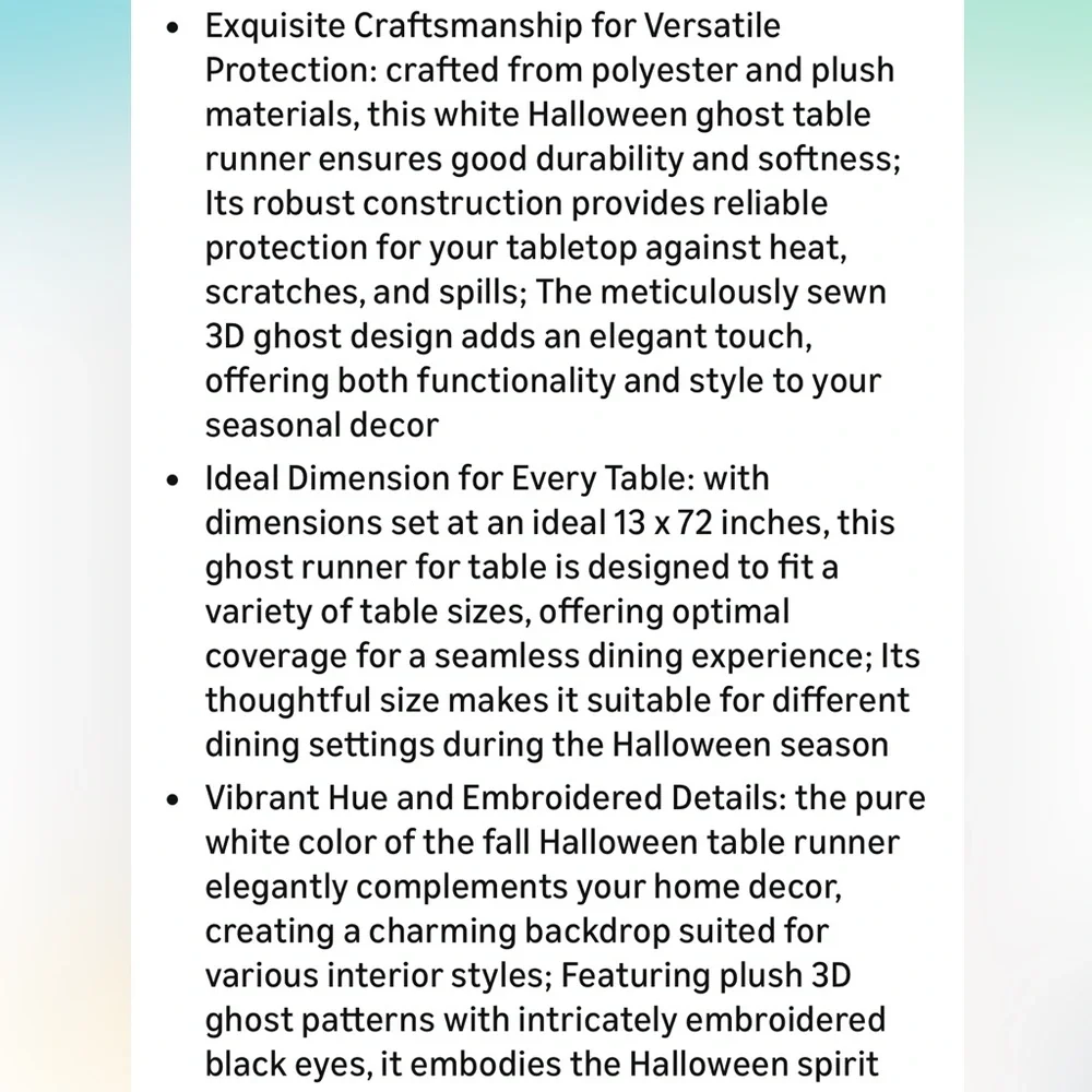 Halloween Ghost Table Runner